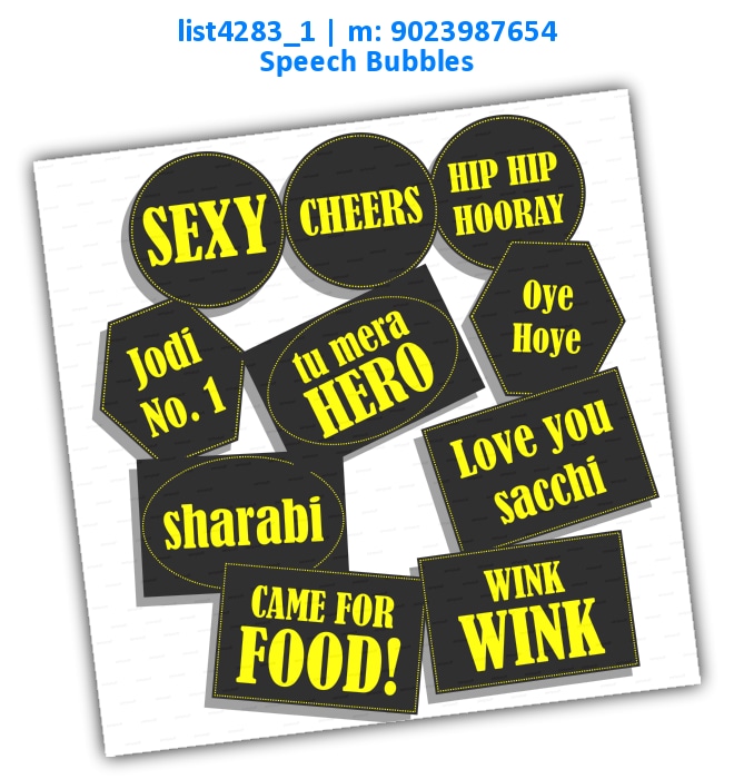 Black Party Speech Bubbles | Printed list4283_1 Printed Props