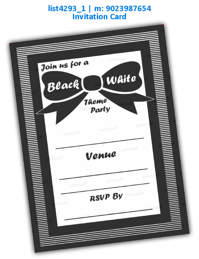 Black White Invitation Card 2 | Printed list4293_1 Printed Cards