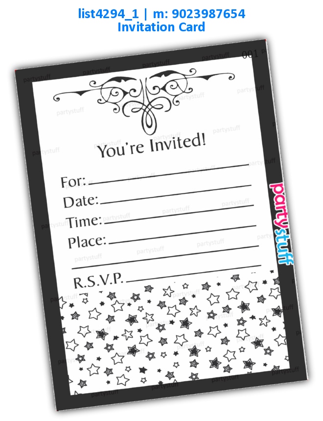 Black White Invitation Card 3 | Printed list4294_1 Printed Cards
