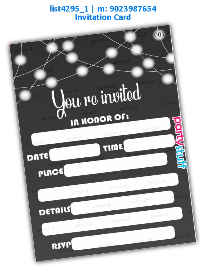 Black White Invitation Card 4 | Printed list4295_1 Printed Cards