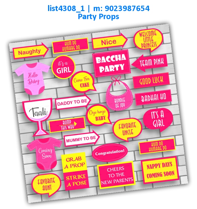 Baby Shower Girl Party Props | Printed list4308_1 Printed Props