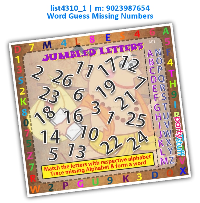 Pandit Ji word guess missing numbers | Printed list4310_1 Printed Paper Games