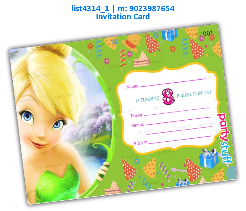Tinkerbell 8 years invitation card | Printed list4314_1 Printed Cards