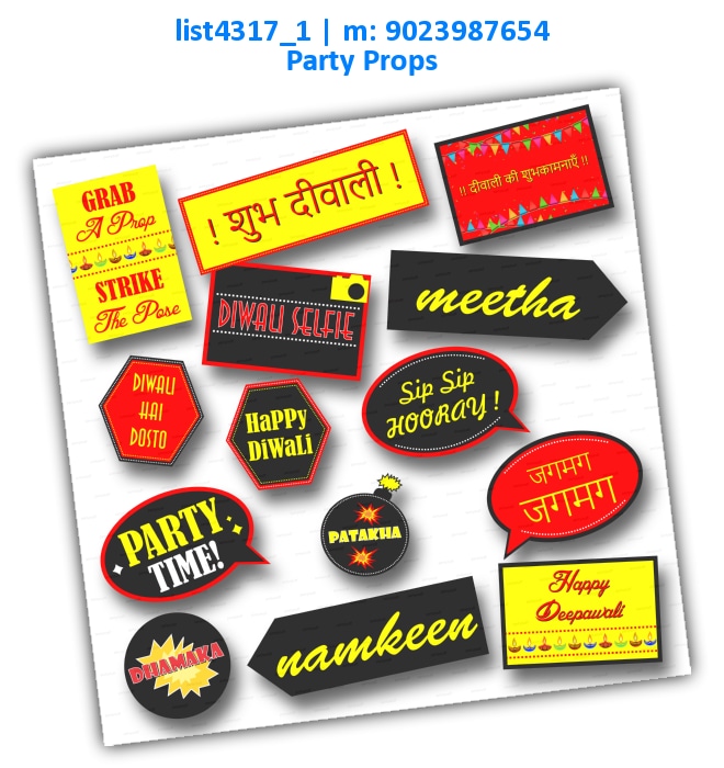 Diwali Party Props 3 | Printed list4317_1 Printed Props