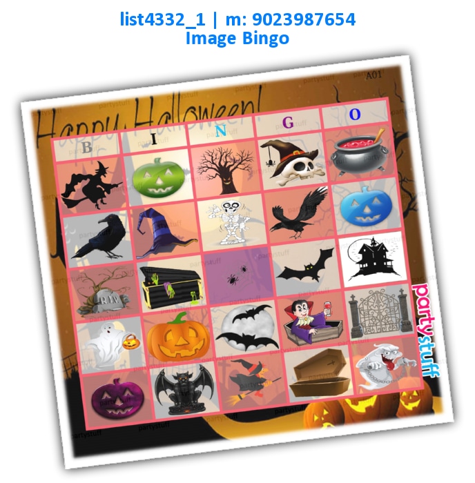 Halloween Item Bingo list4332_1 Printed Tambola Housie