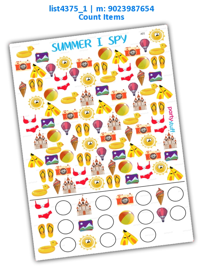 Summer count items list4375_1 Printed Paper Games