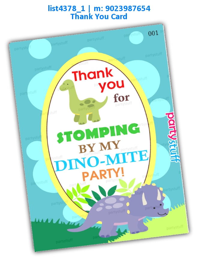 Dinosaur Thank you cards | Printed list4378_1 Printed Cards
