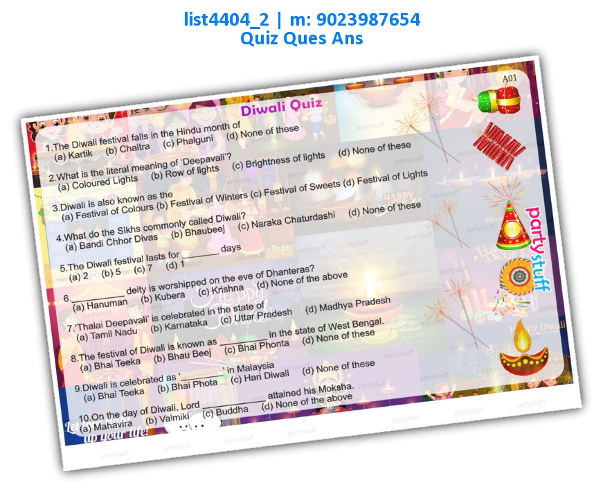 Diwali Quiz | PDF list4404_2 PDF Paper Games