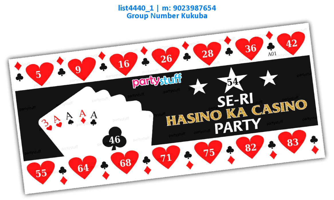 Hasino ka Casino kukuba | Printed list4440_1 Printed Tambola Housie