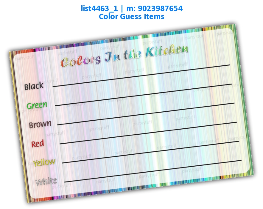 Name Items with Colors in Kitchen list4463_1 Printed Paper Games