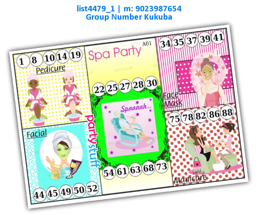 Spa Party kukuba | Printed list4479_1 Printed Tambola Housie