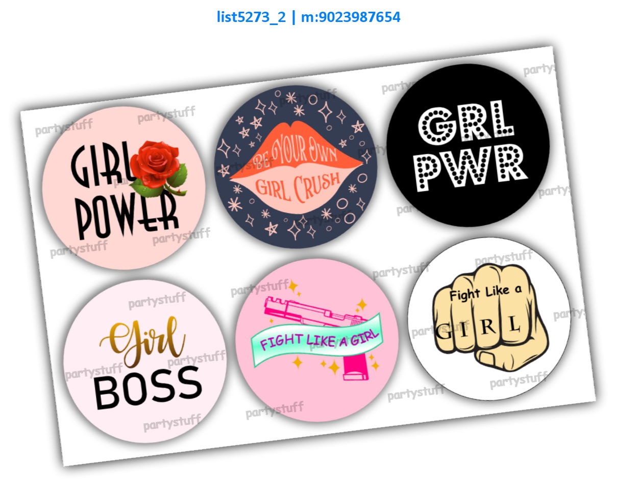 Girl Power Badges | Printed list5273_2 Printed Accessory