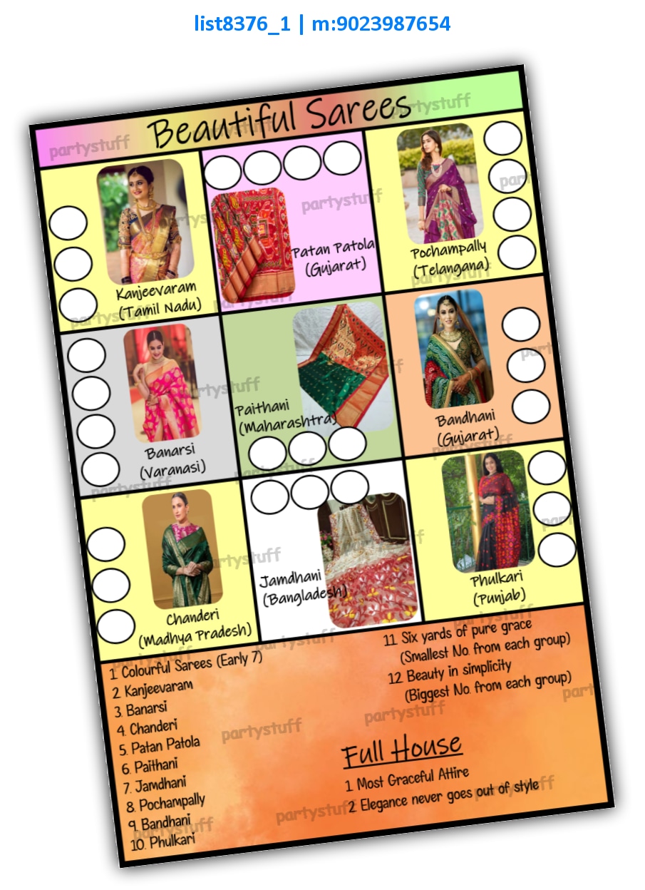 Tambola Housie | Printed list8376_1 Printed Tambola Housie