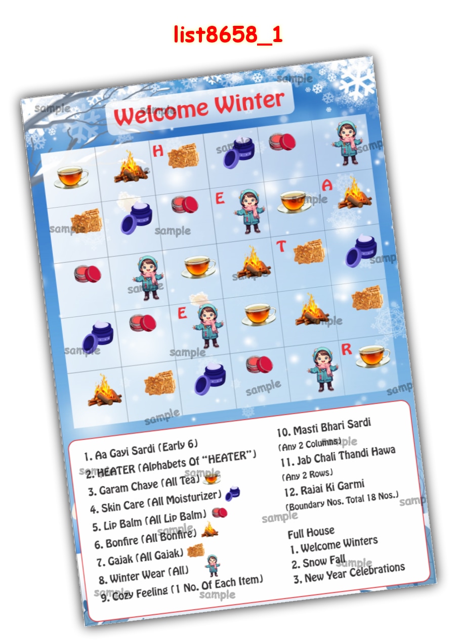 Tambola Housie | Printed list8658_1 Printed Tambola Housie