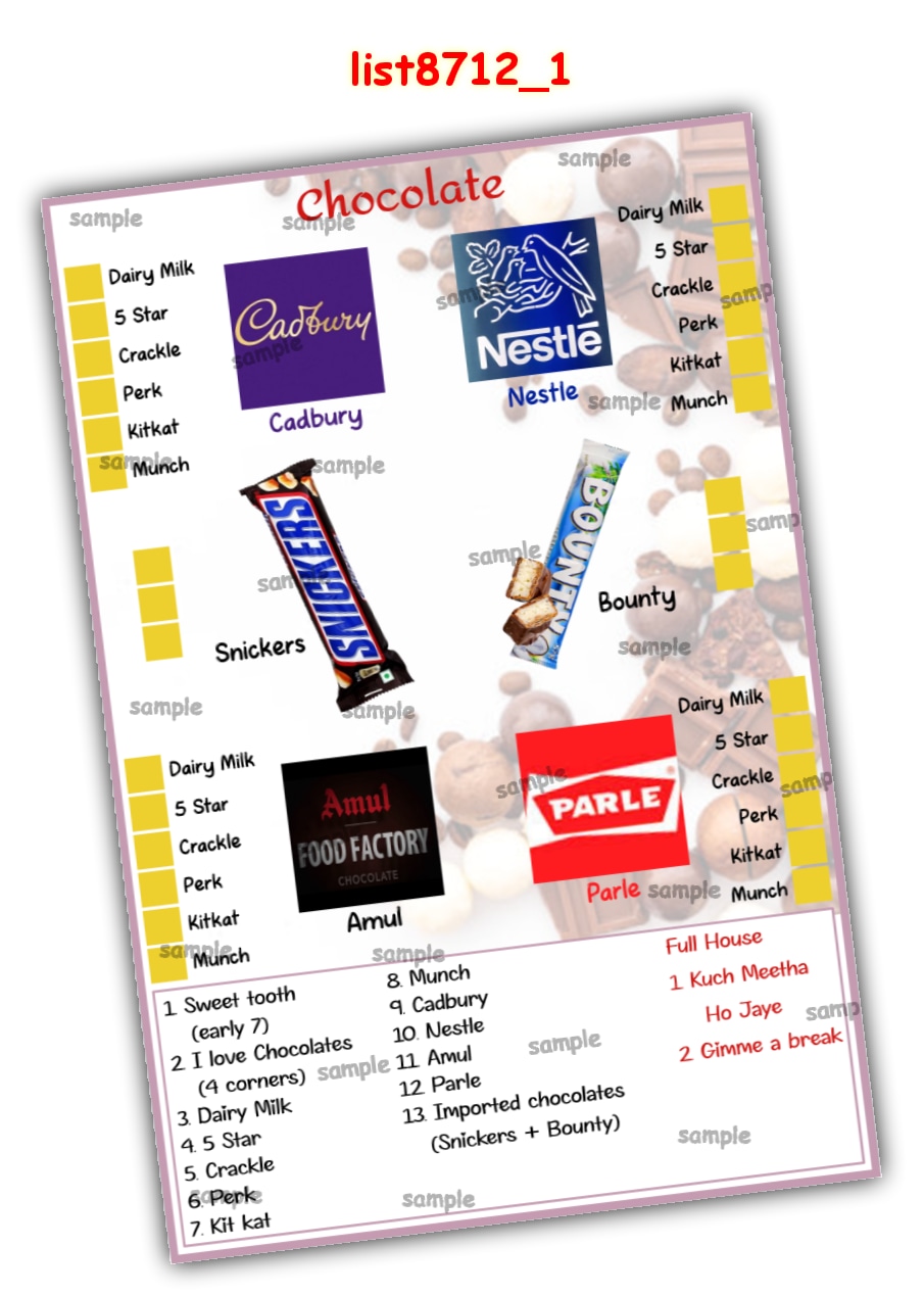 Tambola Housie | Printed list8712_1 Printed Tambola Housie