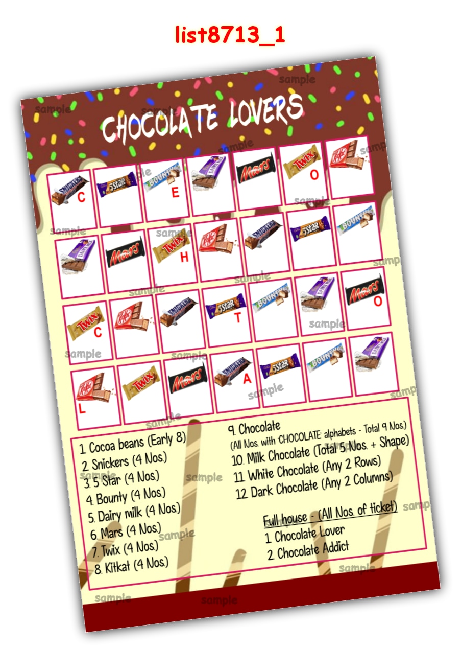 Tambola Housie | Printed list8713_1 Printed Tambola Housie