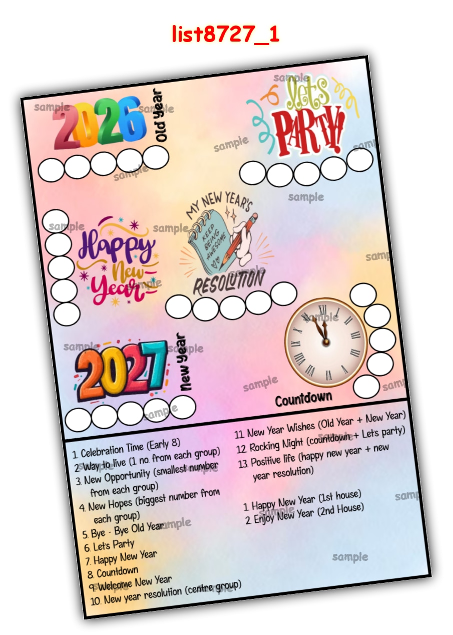 Tambola Housie | Printed list8727_1 Printed Tambola Housie