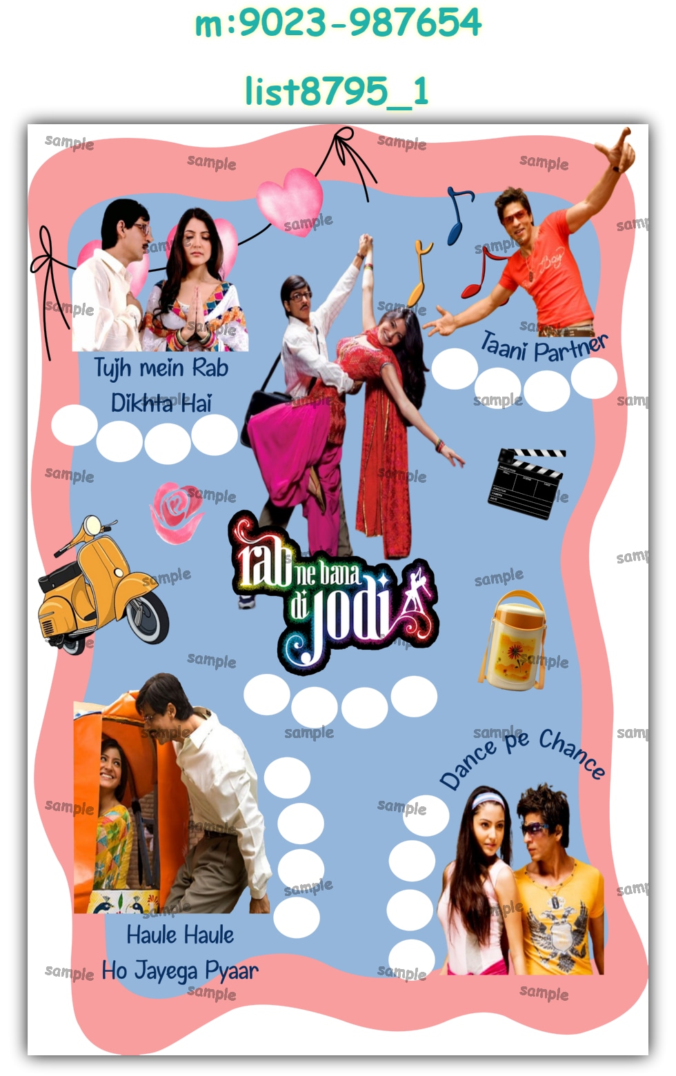 Rab Ne Bna Di Jodi | Printed list8795_1 Printed Tambola Housie