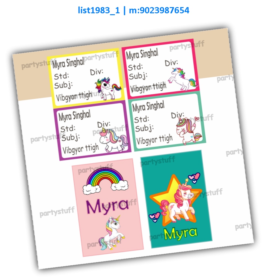 Unicorn Tag Nameslip Sticker | Printed list1983_1 Printed Cards