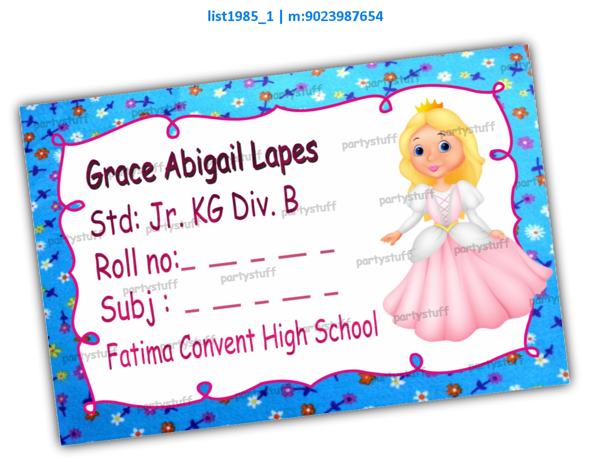 Princess Nameslip Stickers | Printed list1985_1 Printed Labels