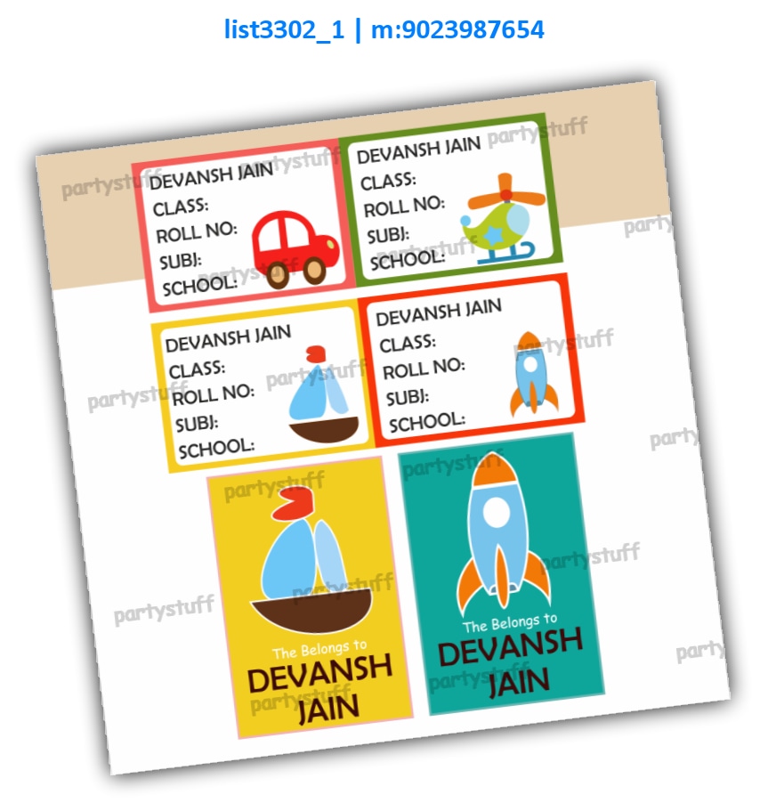 Transport Tag Nameslip Stickers | Printed list3302_1 Printed Cards