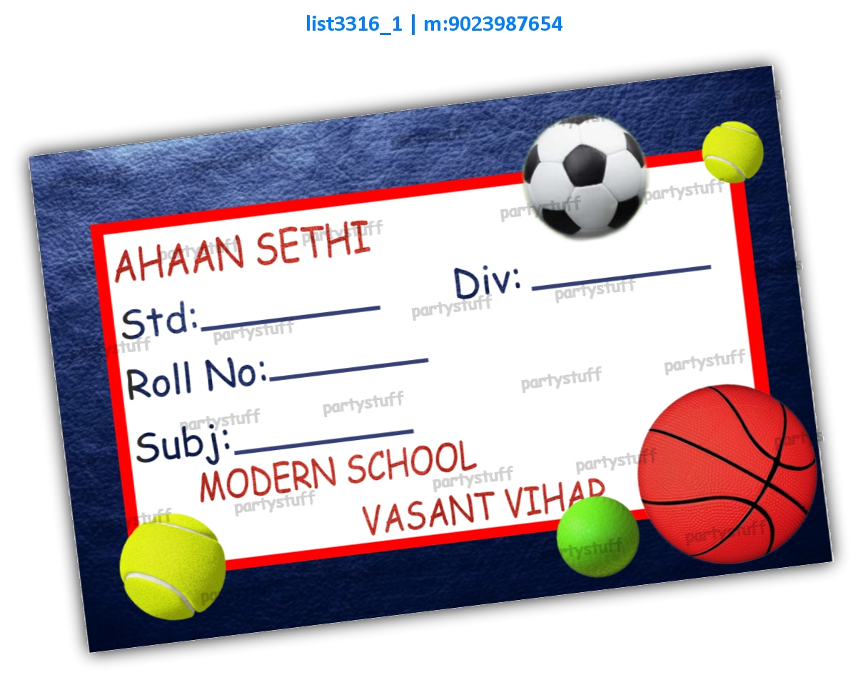 Ball Nameslip Stickers | Printed list3316_1 Printed Labels