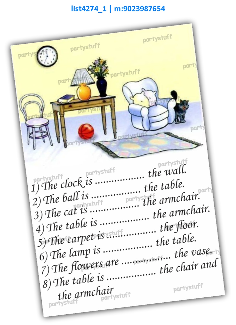 Room Items with Grammar | Printed list4274_1 Printed Paper Games