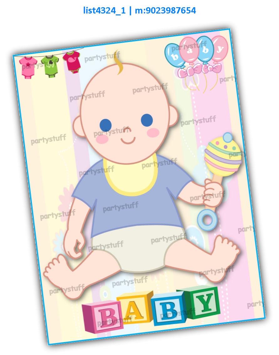 Baby Shower Pin the Dummy game list4324_1 Printed Paper Games