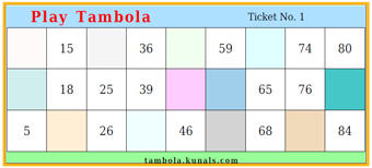 tambola tickets in excel