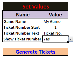 tambola ticket settings in excel