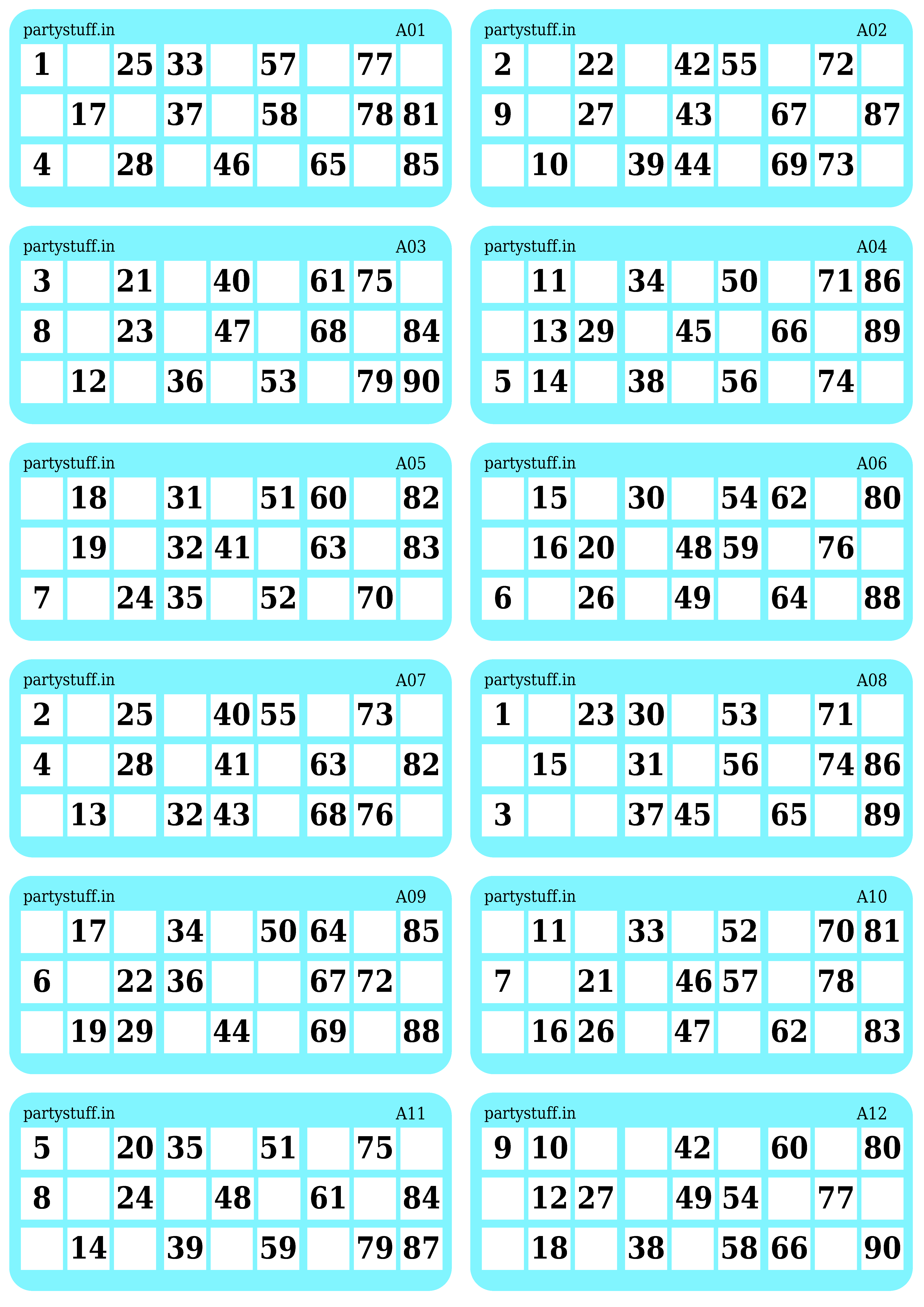 tambola tickets in excel