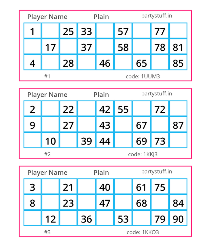 tambola tickets set in excel