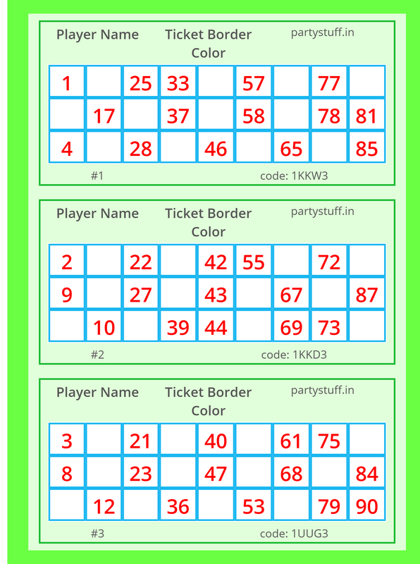 Tambola Tickets Printable Francesco Printable
